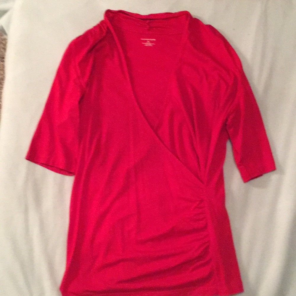 Red Lands End 3/4 Sleeve Blouse